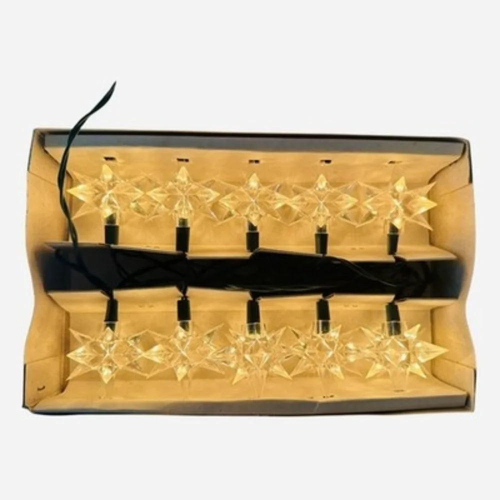 Vintage Hofert's 10-Light Sparkle Star Decor Styled String Lights Original NIB